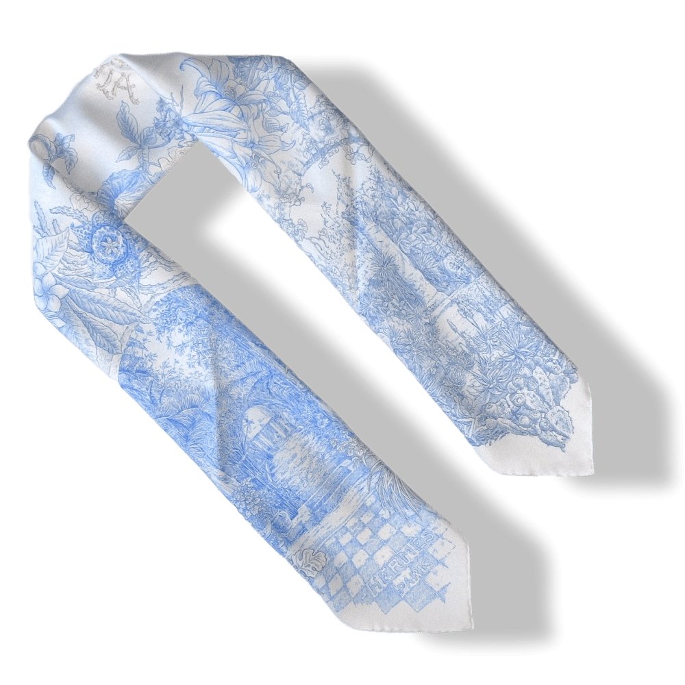 Hermes 2014 Blue White Grey Le Jardin de Leila by Françoise Houtin Twill 90cm, NIB! - poupishop