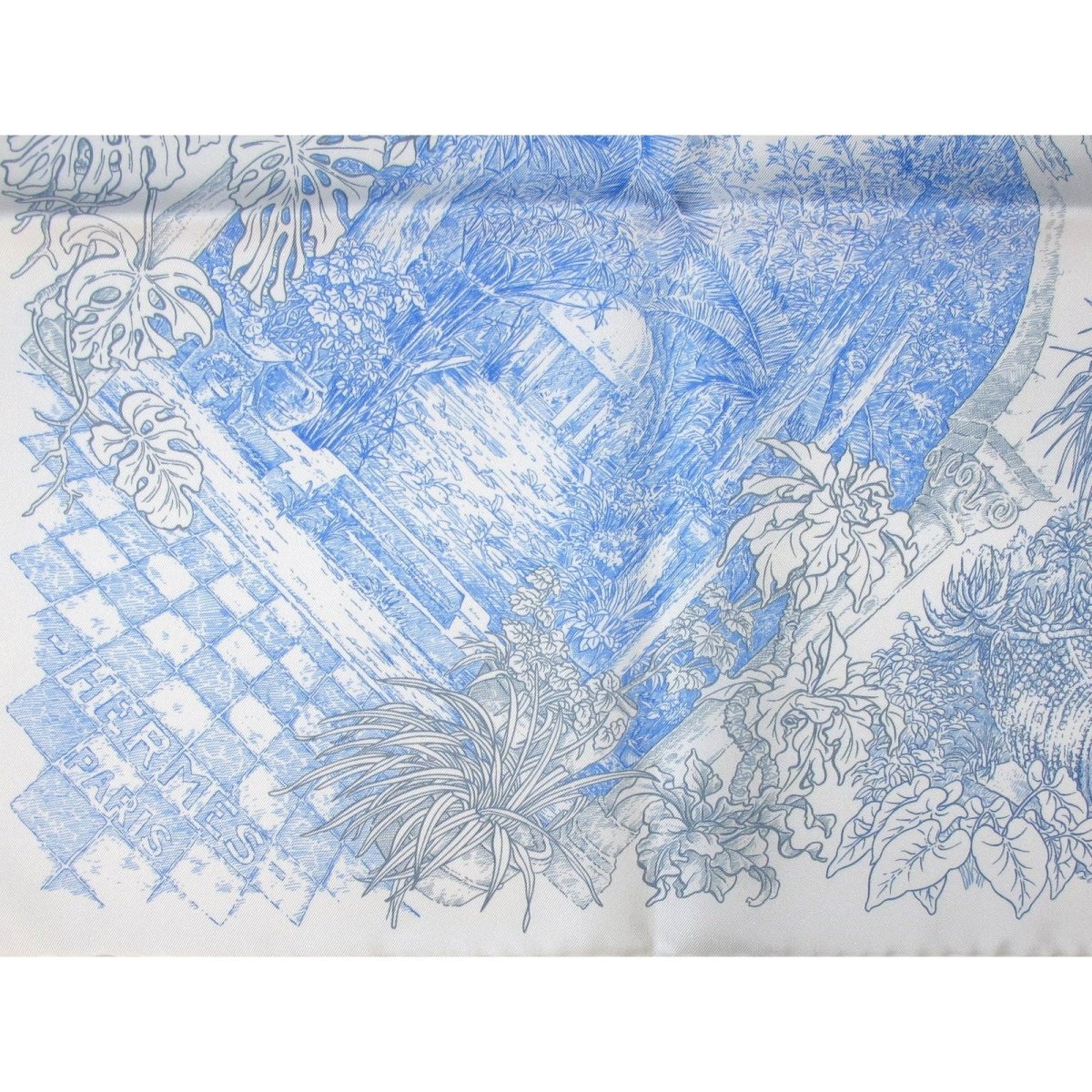 Hermes 2014 Blue White Grey Le Jardin de Leila by Françoise Houtin Twill 90cm, NIB! - poupishop