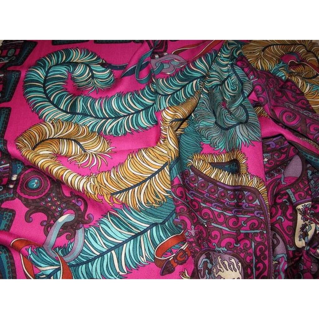 hermes shawl egide de mars rose vif prune