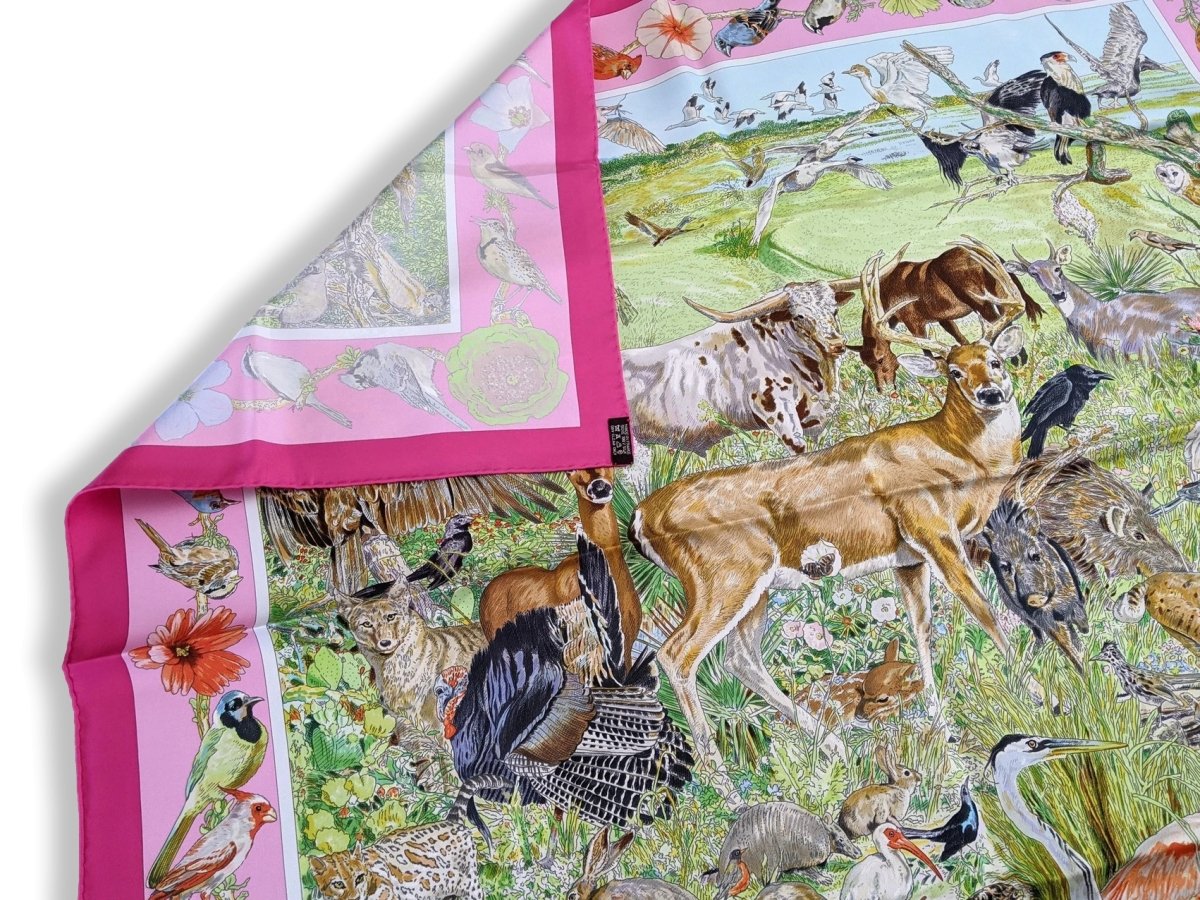 Hermes 2014 Ltd 500pc Caesar Kleberg La Vie Sauvage du Texas Blanc Matt Overprint Twill 90, RARE, NIB!