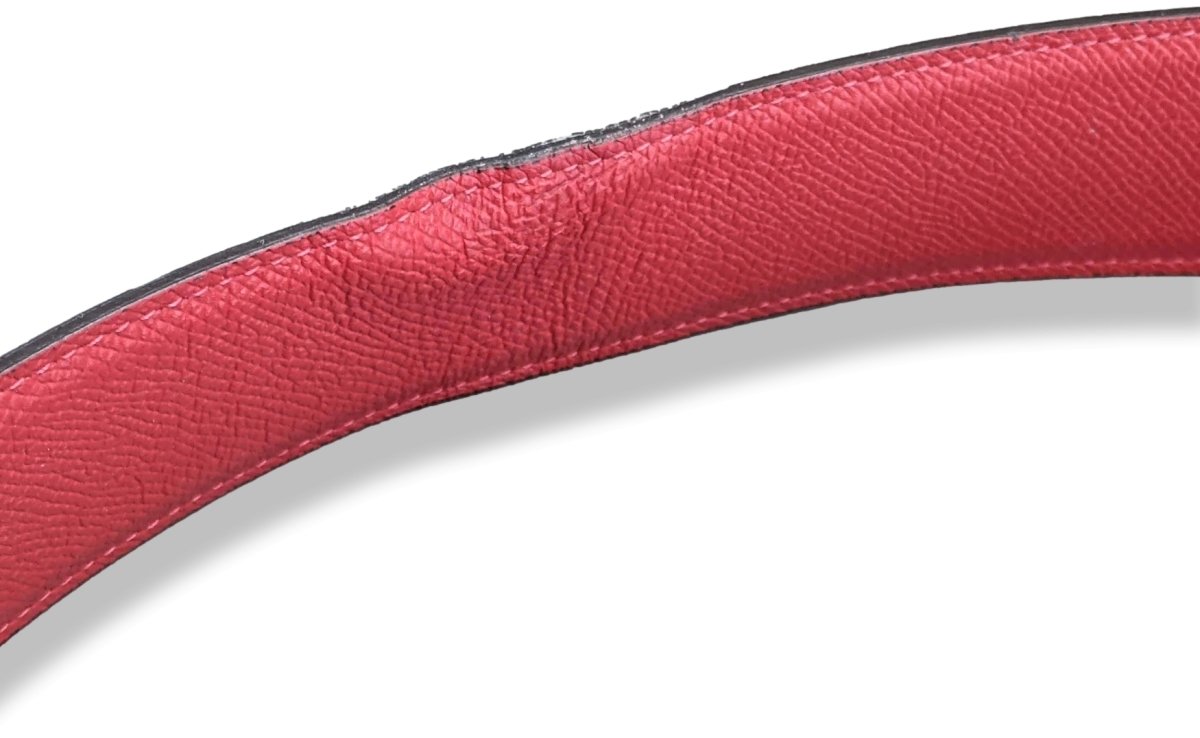 Hermes 2014 Moka/Rouge Barenia/Epsom Reversible Strap Belt 42 MM Sz 100, Used!
