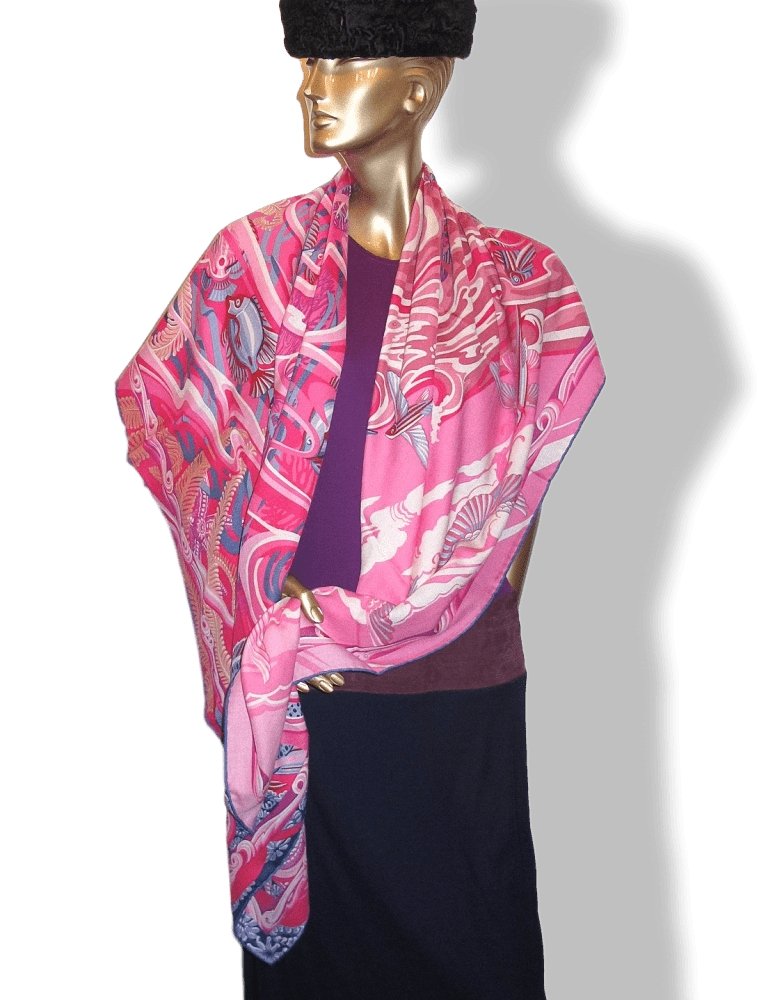 Hermes De la Mer au Ciel by Laurence Bourthoumieux Cashmere 65% Shawl 140
