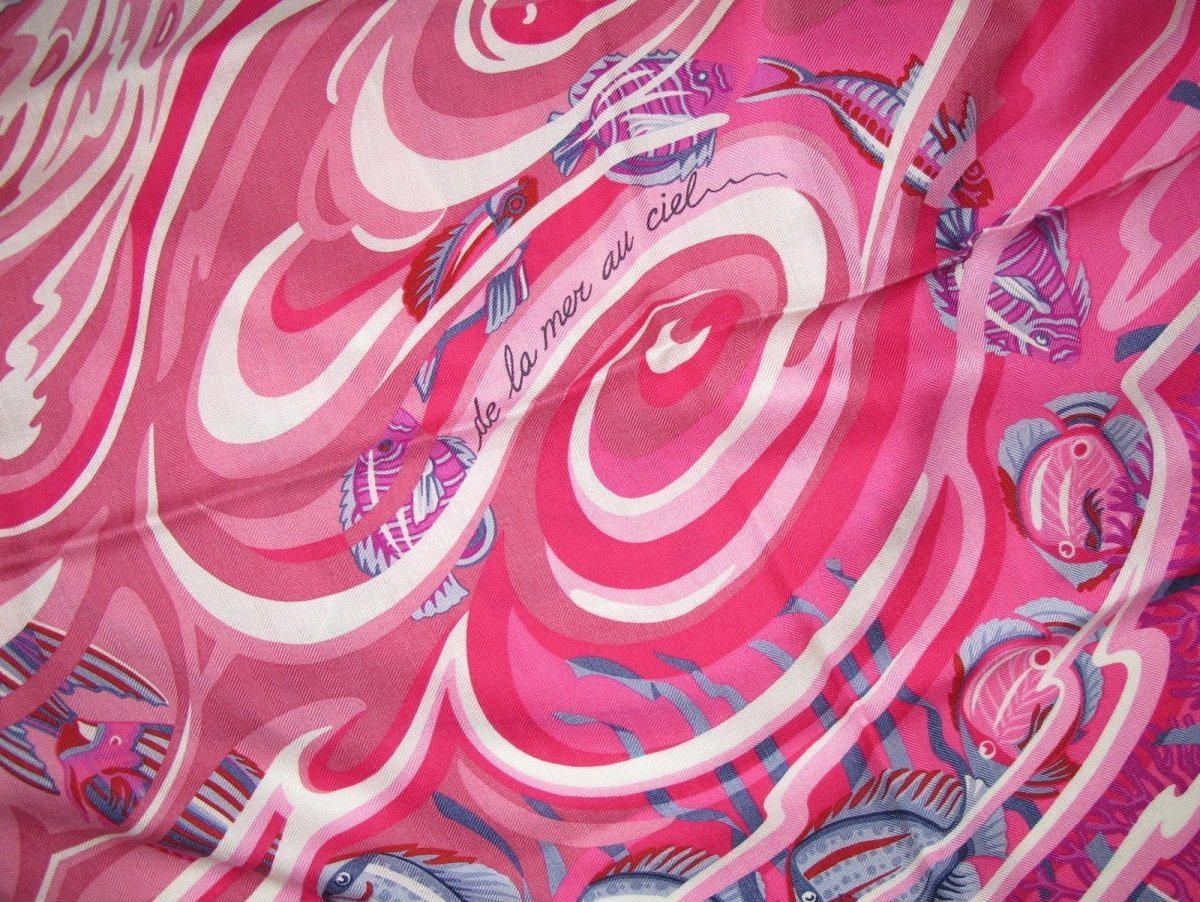 Hermes De la Mer au Ciel by Laurence Bourthoumieux Cashmere 65% Shawl 140