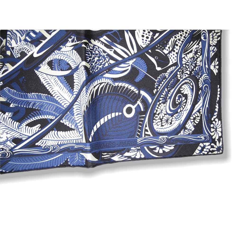 Hermes 2014 White, Marine De la mer au ciel Twill Silk 90