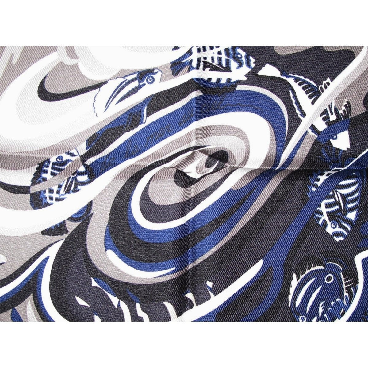 Hermes 2014 White, Marine De la mer au ciel Twill Silk 90