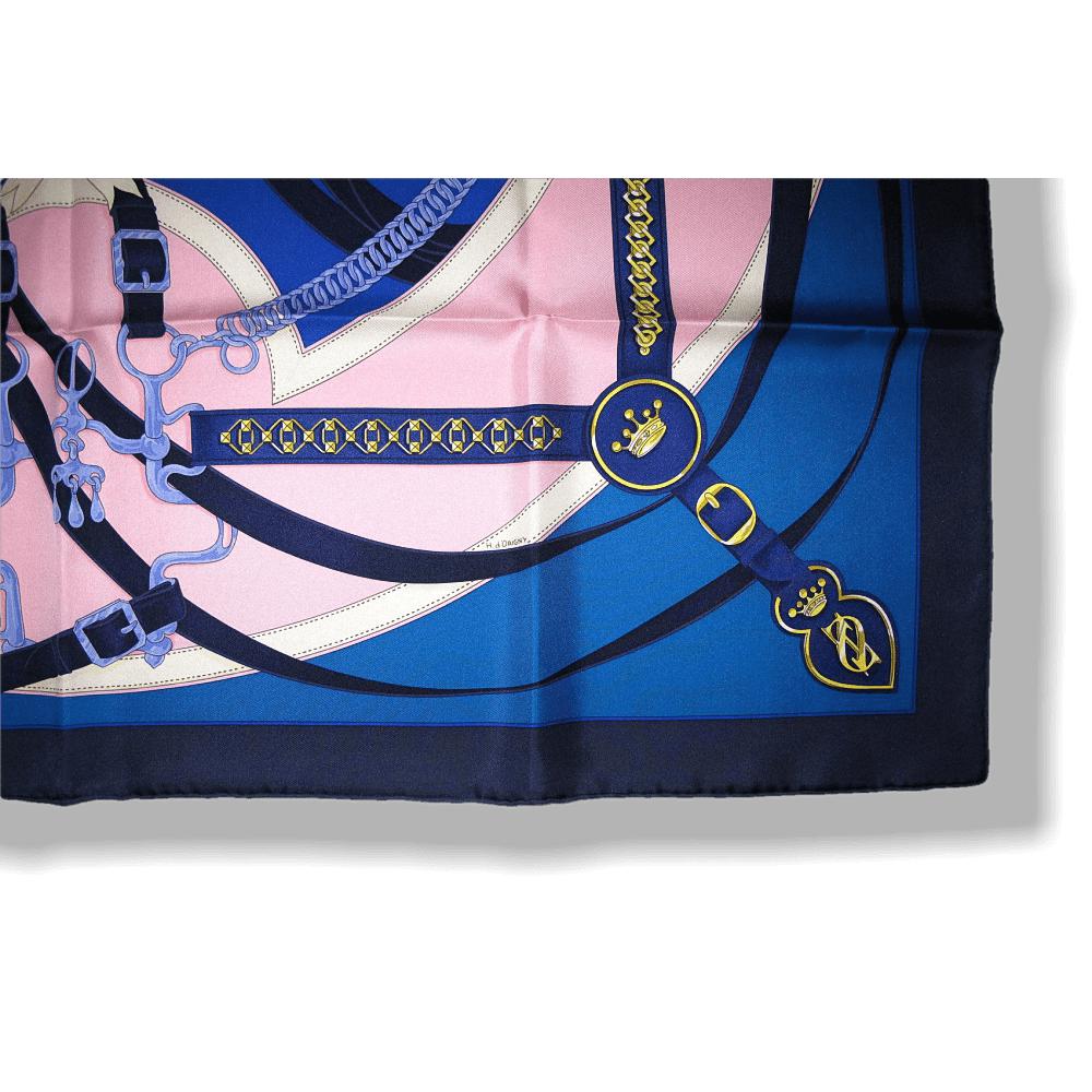 Hermes 2015 Blue Pink La Promenade du Matin Twill Silk Carre 90cm, New! - poupishop