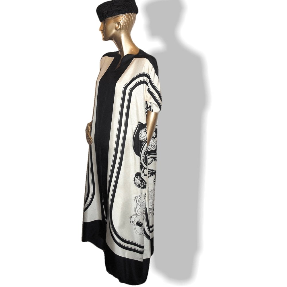 Hermes Brides de Gala Kaftan Long Twill Silk Dress