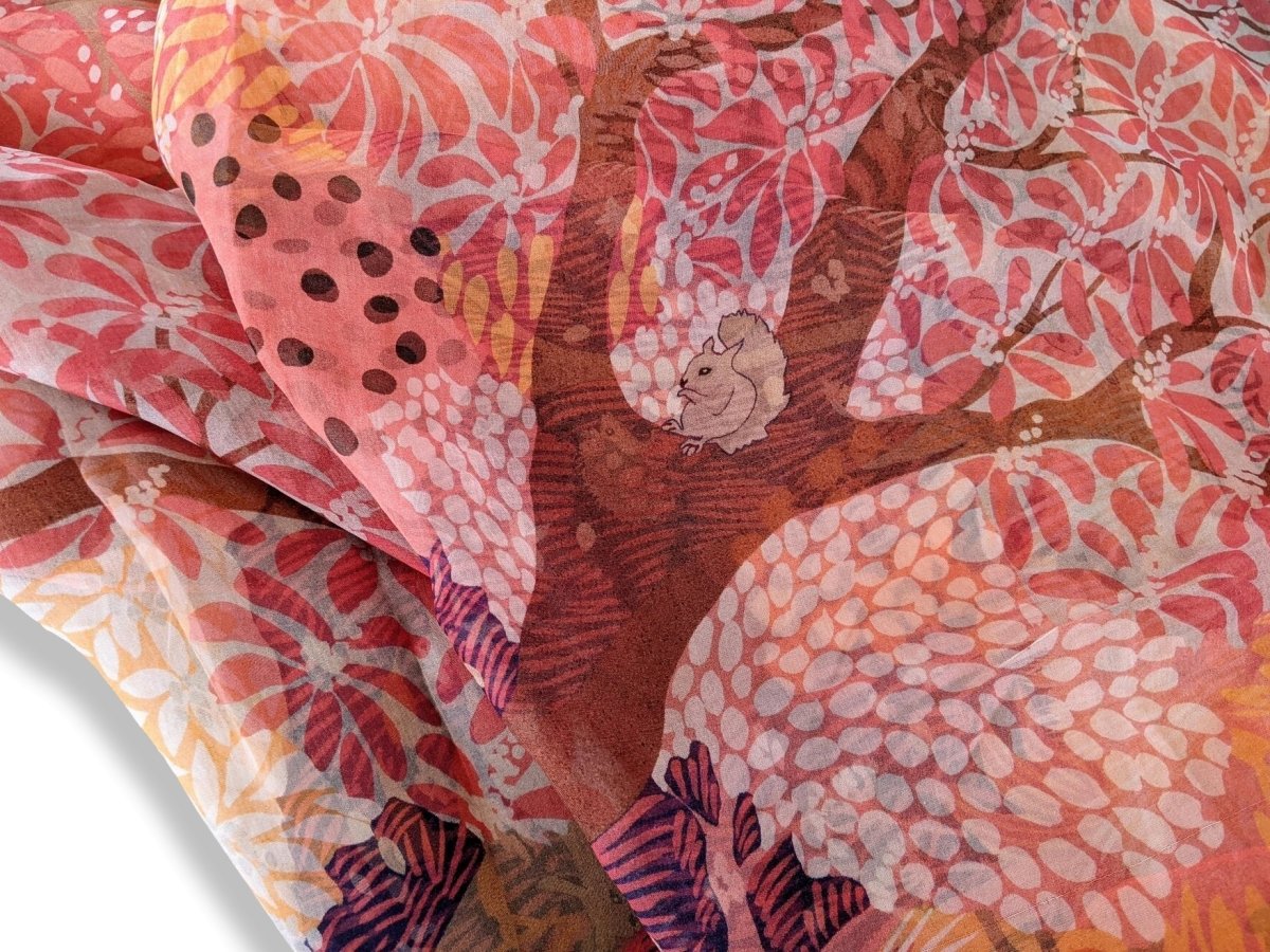 Hermes 2015 Orange/Multi DANS UN JARDIN ANGLAIS by Alice Shirley Mousseline 140 RARE, Mint in Box!