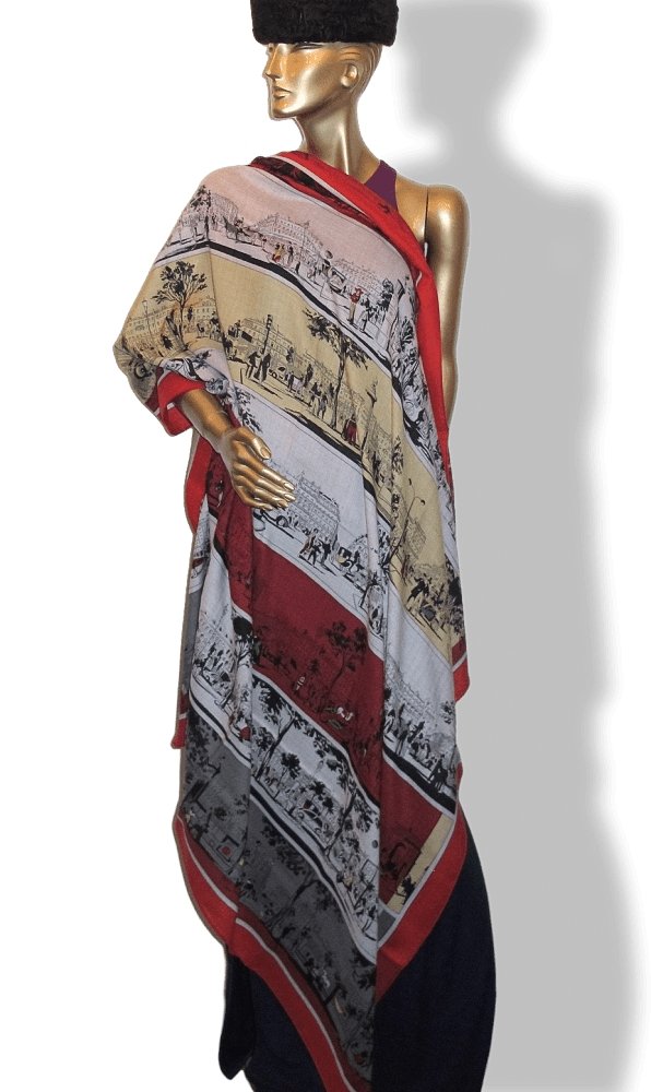 Hermes A L'Ombre des Boulevards by Virginie Jamin Cashmere Shawl 140