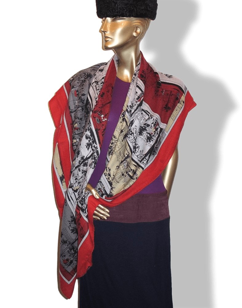 Hermes A L'Ombre des Boulevards by Virginie Jamin Cashmere Shawl 140