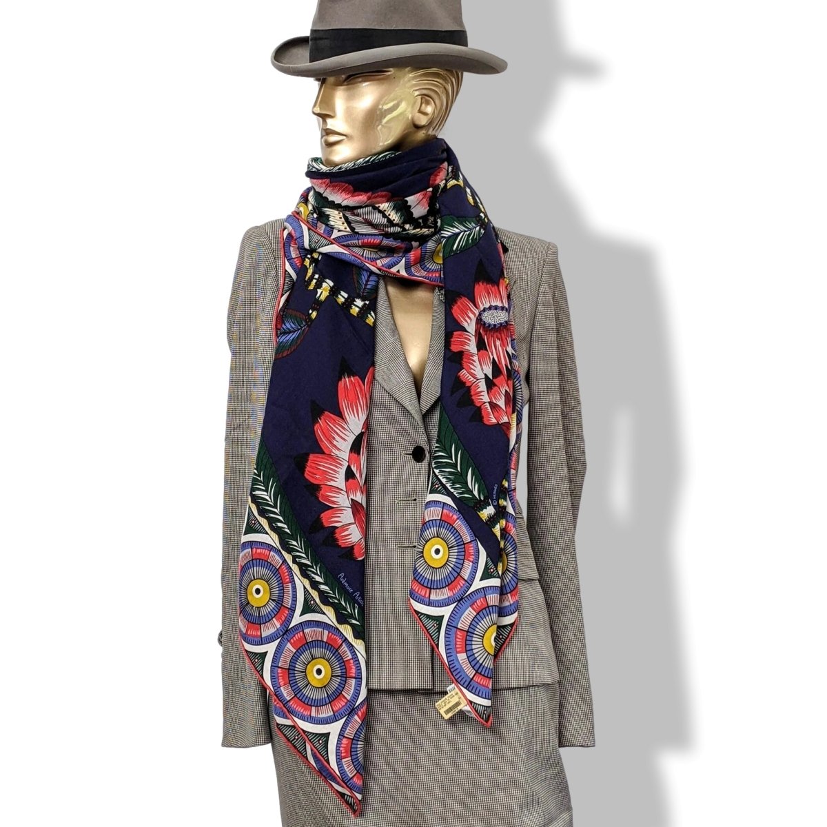Hermes 2016 Marine/Vert/Corail THE SAVANA DANCE by Ardmore Artists Cashmere Shawl 140, BNWTIB!