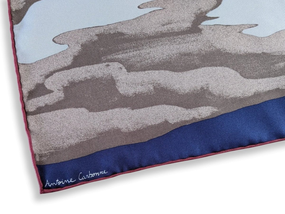 Hermes 2016 Night Blue Grey Brick AU BOUT DU MONDE by Antoine Carbonne Twill 90, New in Box!