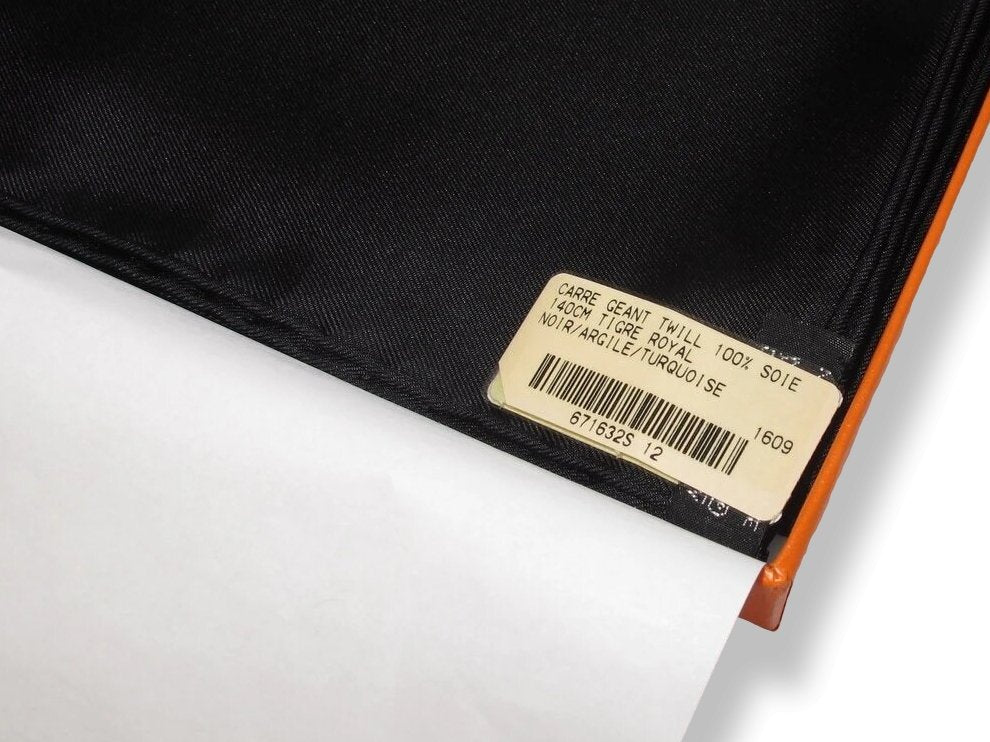 Hermes 2016 Noir/Argile/Turquoise TIGRE ROYAL Twill Silk 140 cm Grail, NWTIB!