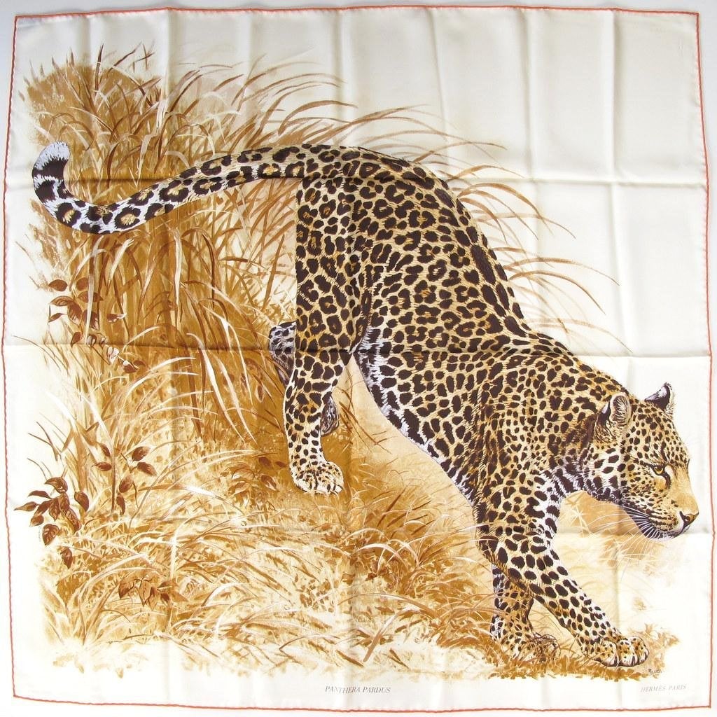 Hermes 2016 Orange/White Panthera Pardus by Robert Dallet Twill 90, New! - poupishop