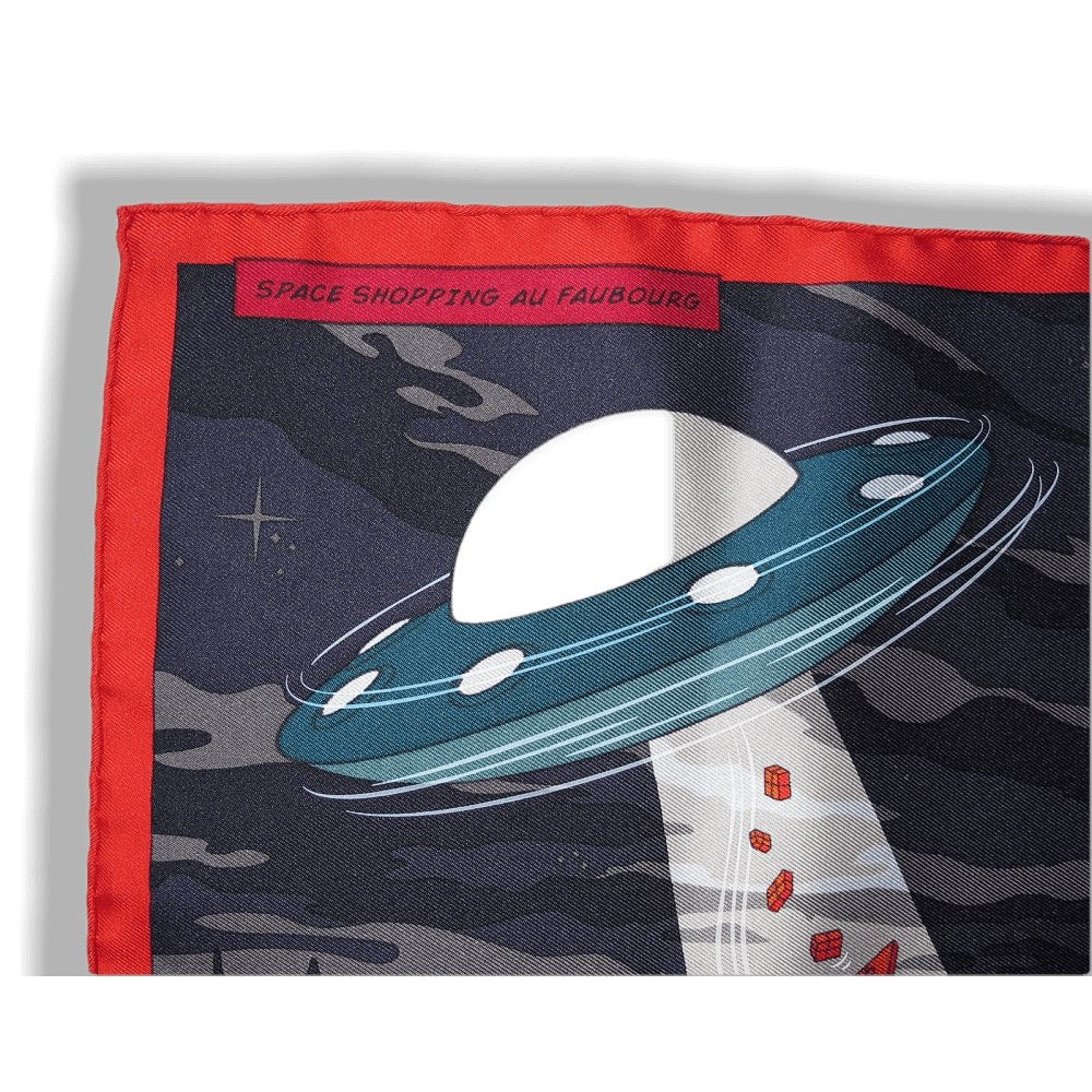 Hermes 2017 cw09 Red Blue Space Shopping au Faubourg Twill Gavroche 42cm, NWT! - poupishop