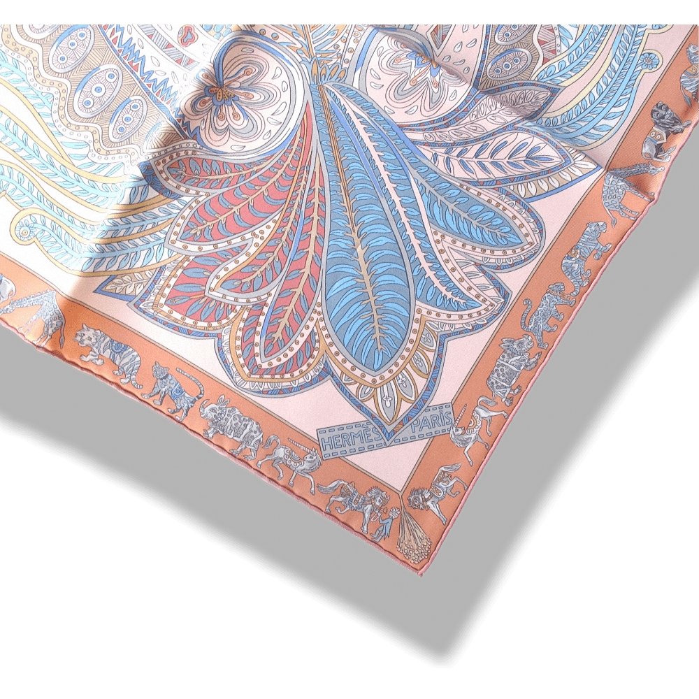 Hermes 2017 cw13 Pale Pink Aqua Le Jardin de la Maharani by Annie Faivre, NWT! - poupishop