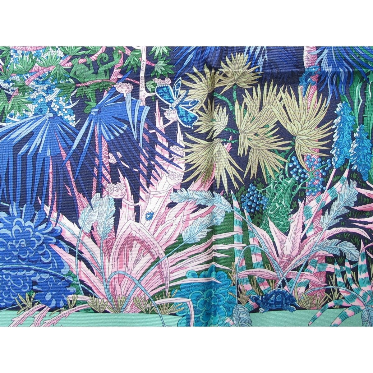 Hermes 2017 Green Turquoise Pink Jardin a Sintra by Annie Faivre Twill 90cm, NIB! - poupishop