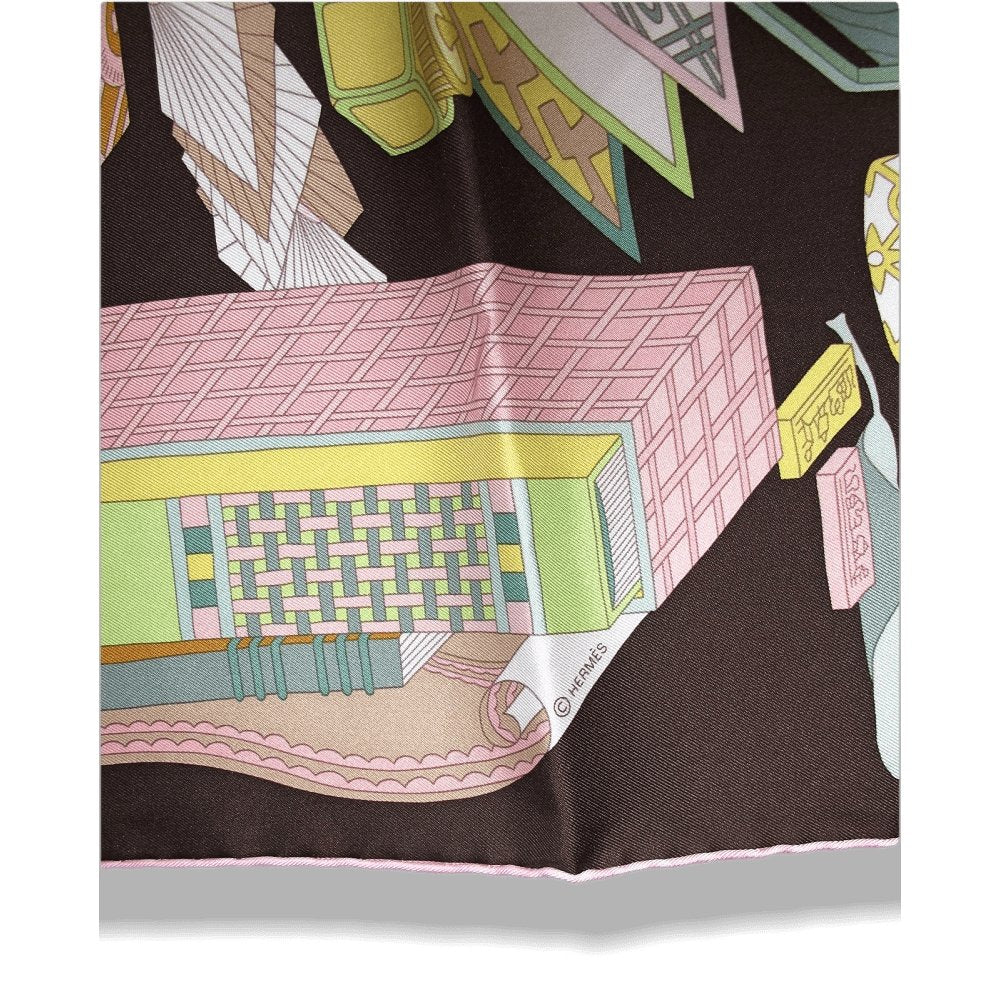Hermes 2017 Pink Brown Green Trésors d'un Artiste by Pierre Marie Twill 90cm, NIB! - poupishop