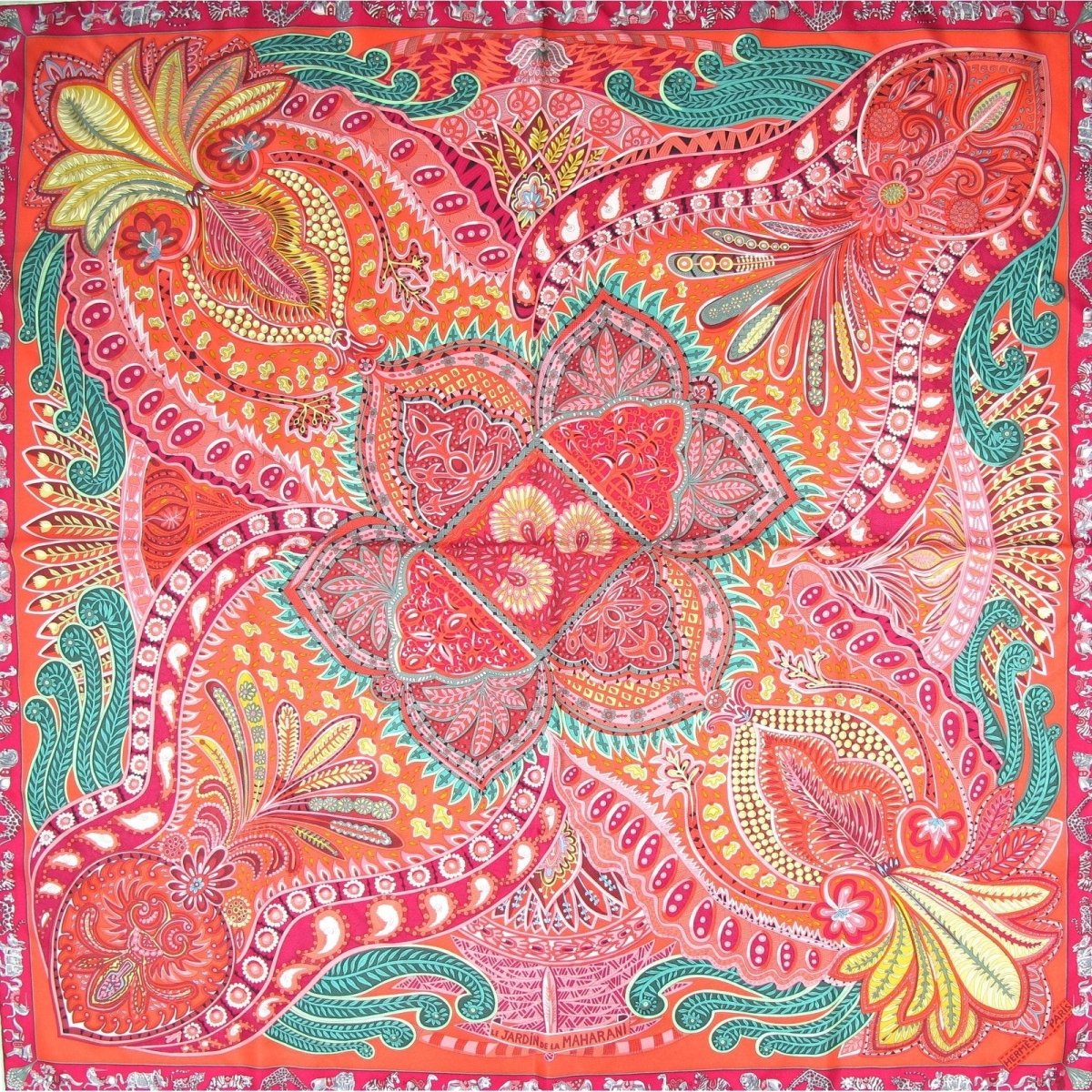 Hermes 2017 Rose Orange Bleu Acier Le Jardin de la Maharani by Annie Faivre, Mint! - poupishop