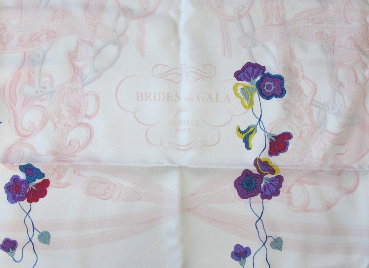 Hermes 2017 White Baby Pink Brides Fleuries Twill 90cm, NIB! - poupishop