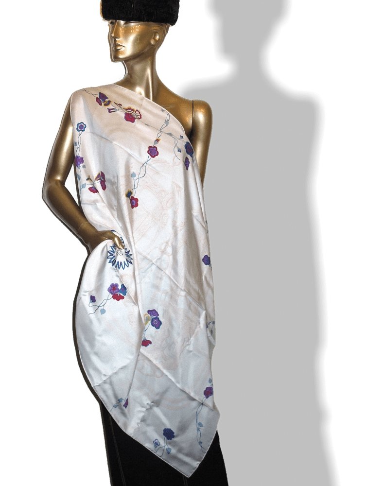 Hermes 2017 White Baby Pink Brides Fleuries Twill 90cm, NIB! - poupishop