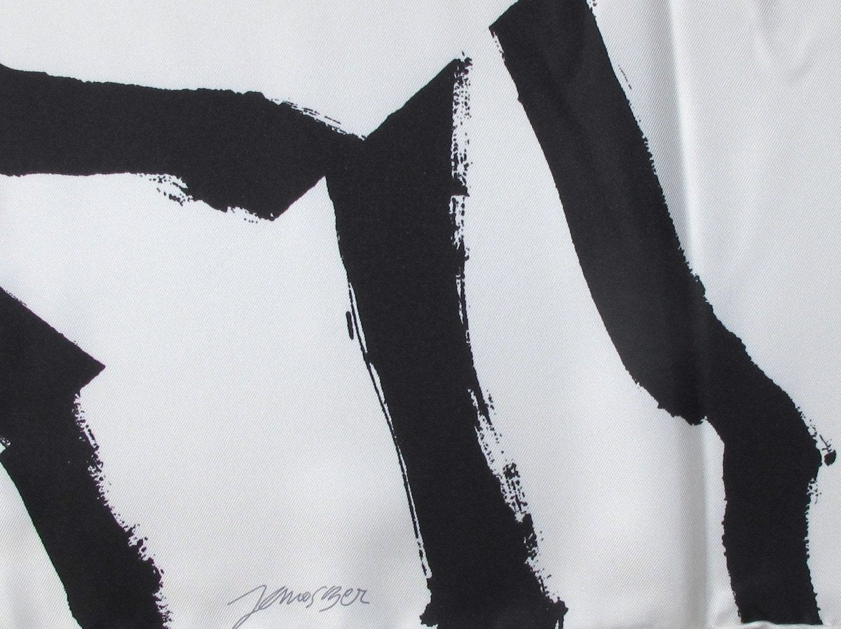Hermes 2018 Black and White Rosace de Janos Ber Artistic Twill 90cm Scarf, NIB! - poupishop