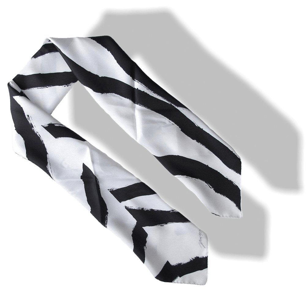Hermes 2018 Black and White Rosace de Janos Ber Artistic Twill 90cm Scarf, NIB! - poupishop