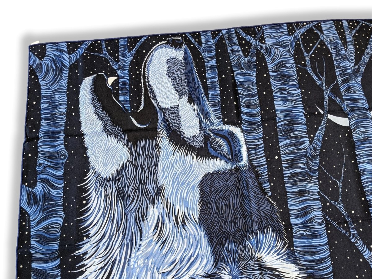 Hermes 2018 Bleu Marine/Azur/Ciel AWOOOOO by Alice Shirley 70% Cashmere/30% Silk Carre H 100 cm, BNWT! - poupishop