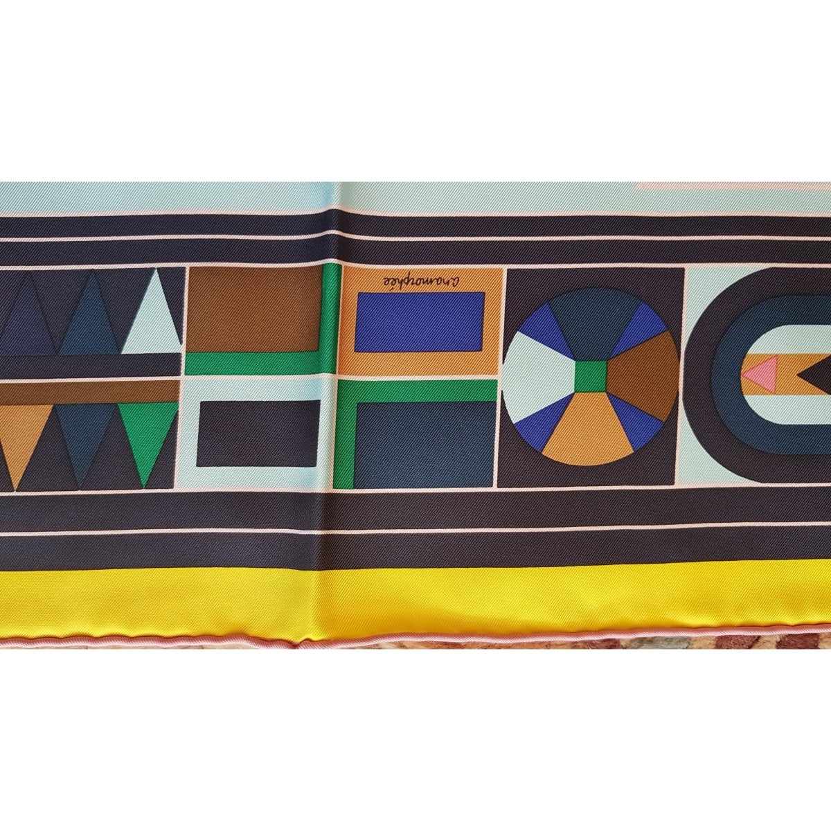 Hermes 2018 Blue Pink Yellow NDOP by Anamorphee Inspired by Africa Twill 90cm, NIB! - poupishop