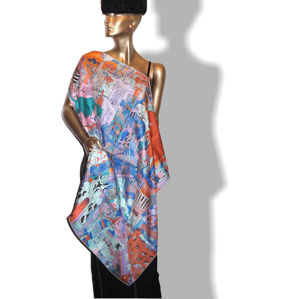 Hermes 2018 cw05 Animapolis by Jan Bajtlik Twill scarf, NIB! - poupishop