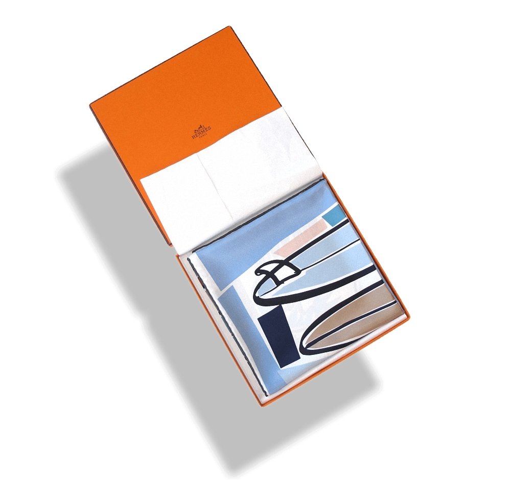 Hermes 2018 CW08 Anthracite Navy Jeans Sea Surf and Fun by Filipe Jardim Twill 90cm, NIB! - poupishop
