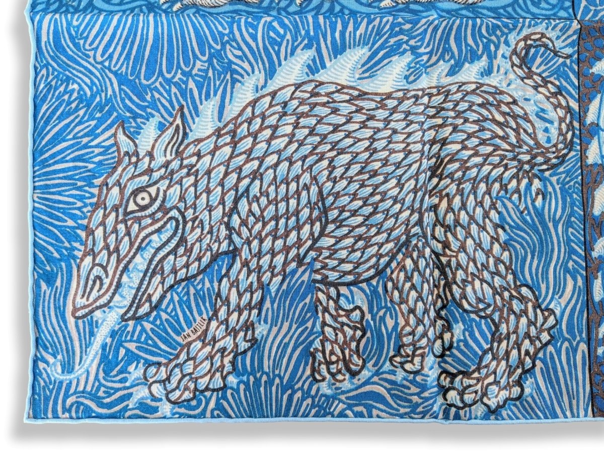 Hermes 2018 cw13 Bleu Azur/Ciel/Gris SWEET DREAMS Monsters by Jan Bajtlik 70% Wool/30% Silk Carre H 100 cm, BNWTIB! - poupishop