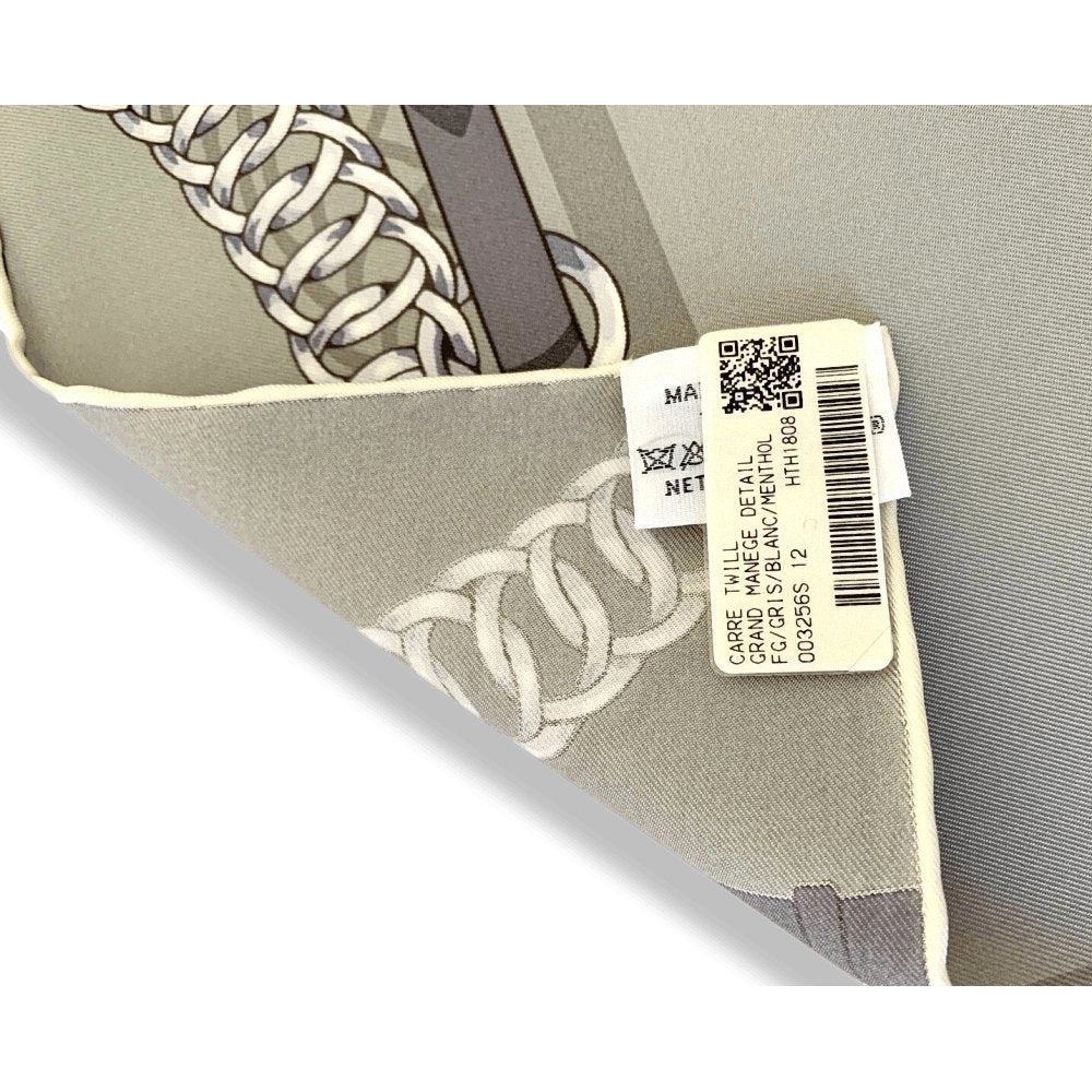 Hermes 2018 Grey White Menthol GRAND MANEGE DETAIL by Henri d'Origny Twill 90cm, NWTIB! - poupishop