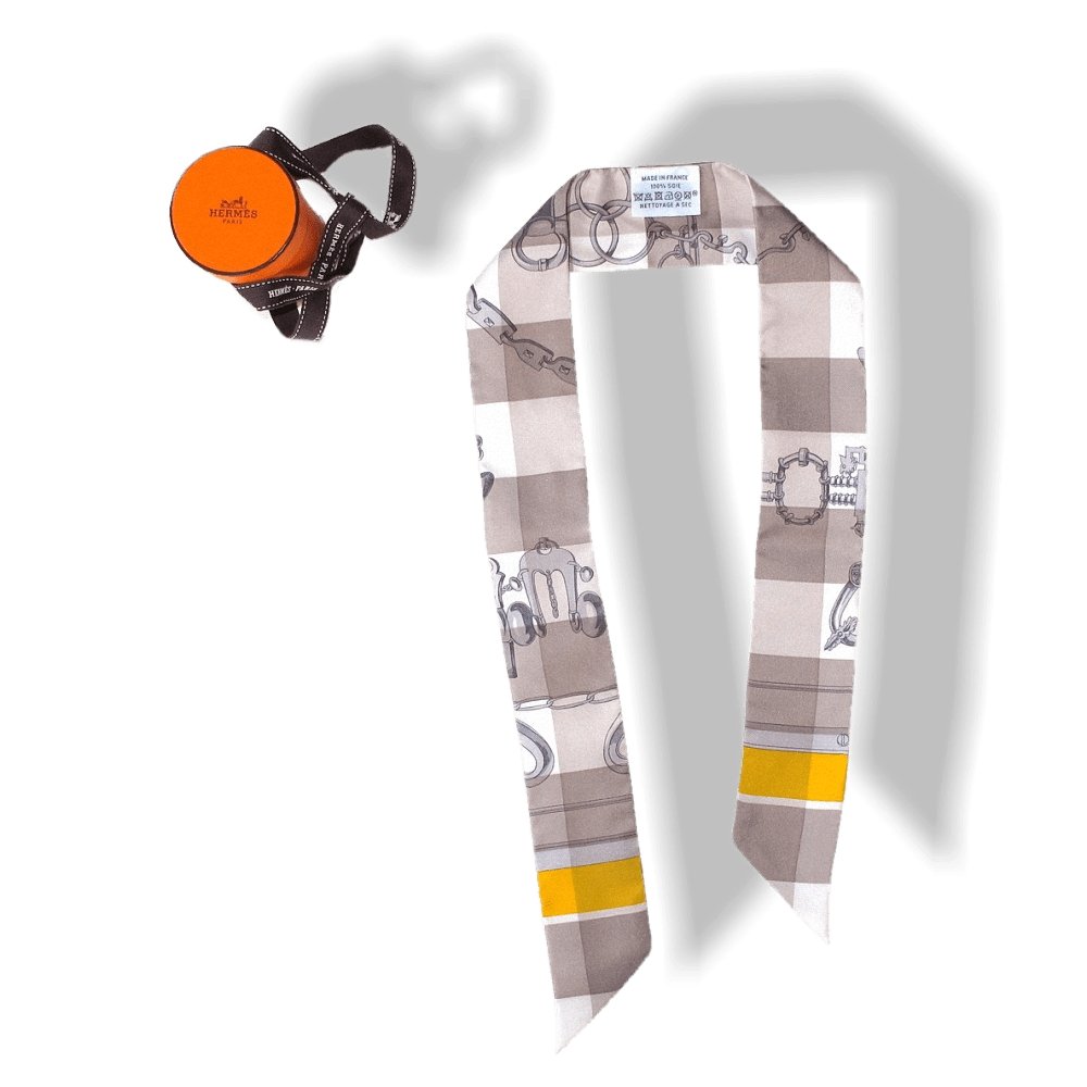 Hermes 2018 Grey Yellow Mors et Gourmettes Vichy Twilly, NIB! - poupishop