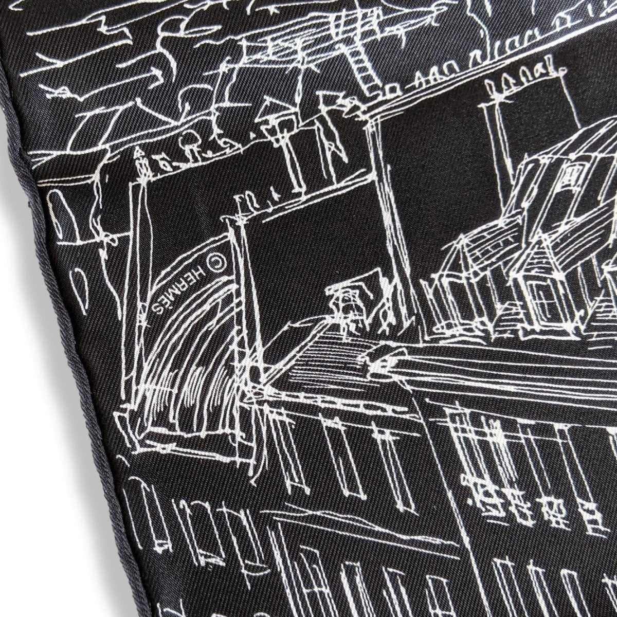 Hermes 2019 Noir/Blanc UN JARDIN SUR LE TOIT Gavroche Twill Carre 45 CM, BNWTIB!