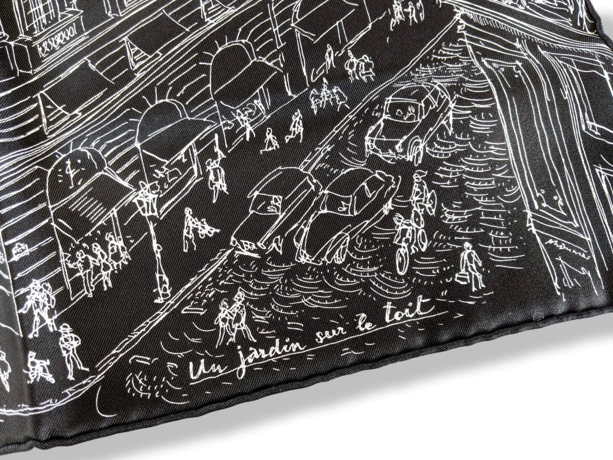 Hermes 2019 Noir/Blanc UN JARDIN SUR LE TOIT Gavroche Twill Carre 45 CM, BNWTIB!