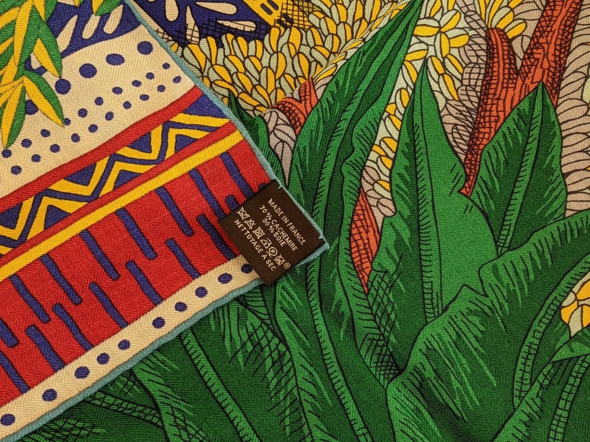 Hermes 2019 Orange/Vert/Multi ACTE III, SCENE I, LA CLAIRIERE by Edouard Baribeaud Cashmere Shawl 140, New!