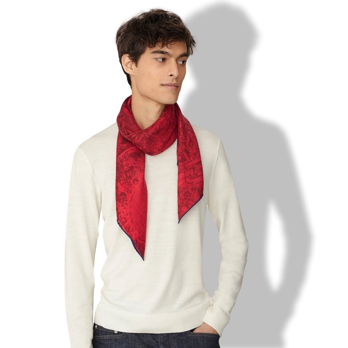 Hermes 2019 Piment/Rouge Fonce NOTHING BUT A DREAMER by Maylis Vigouroux 70% Cashmere/30% Silk Carre H 100 cm, BNWT!