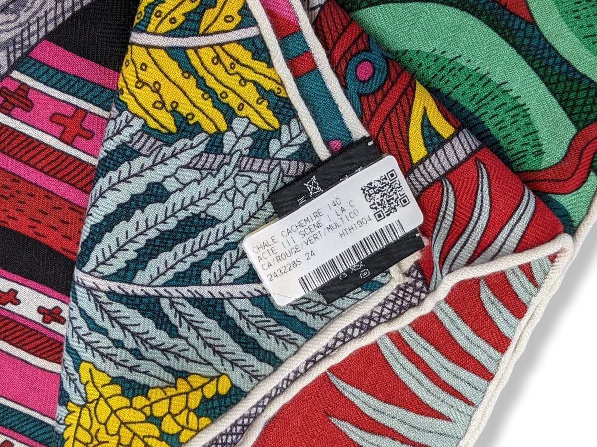 Hermes 2019 Rouge/Vert/Multi ACTE III, SCENE I, LA CLAIRIERE by Edouard Baribeaud Cashmere Shawl 140, BNWT!
