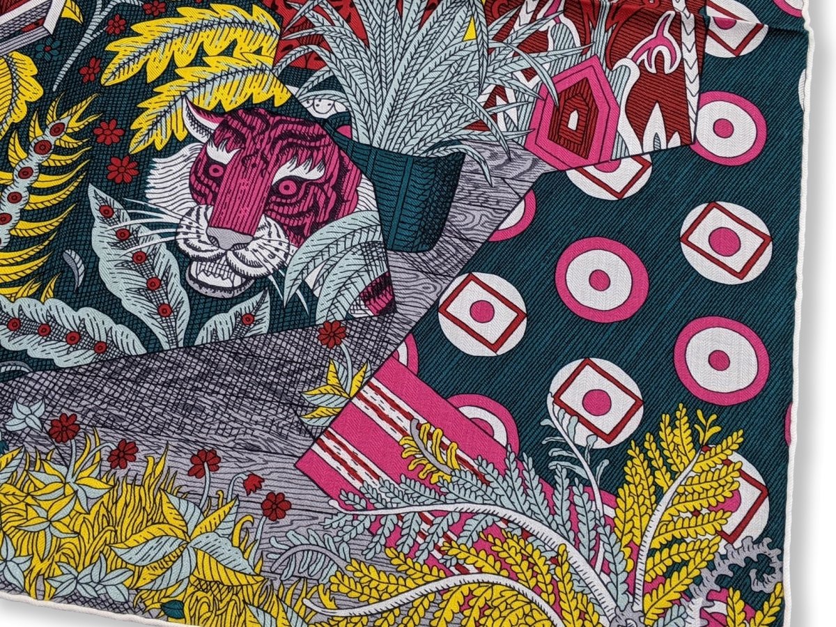 Hermes 2019 Rouge/Vert/Multi ACTE III, SCENE I, LA CLAIRIERE by Edouard Baribeaud Cashmere Shawl 140, BNWT!