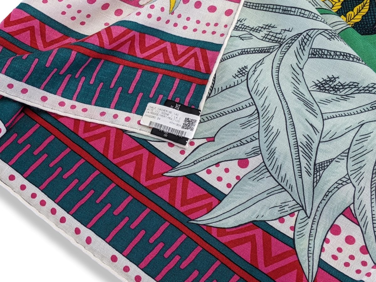 Hermes 2019 Rouge/Vert/Multi ACTE III, SCENE I, LA CLAIRIERE by Edouard Baribeaud Cashmere Shawl 140, BNWT!