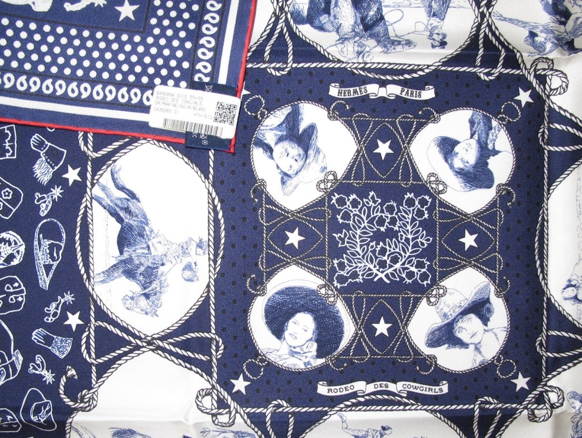 Hermes Rodeo des Cowgirls by Kermit Oliver Silk Bandana 55