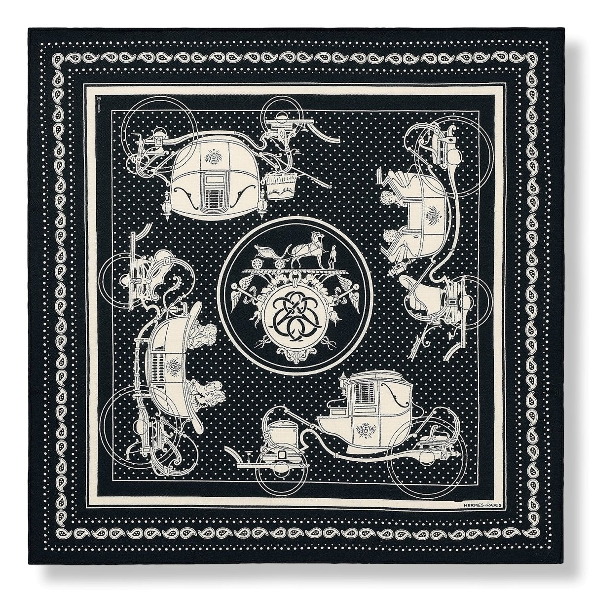 Hermes 2020 Noir/Blanc/Noir EX-LIBRIS Cashmere Bandana 55, BNWT!
