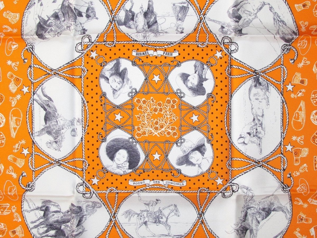 Hermes Rodeo des Cowgirls by Kermit Oliver Silk Bandana 55