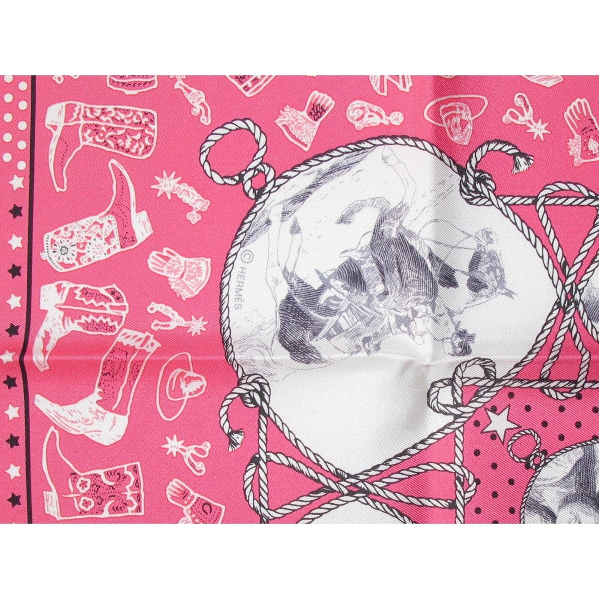 Hermes Rodeo des Cowgirls by Kermit Oliver Silk Bandana 55