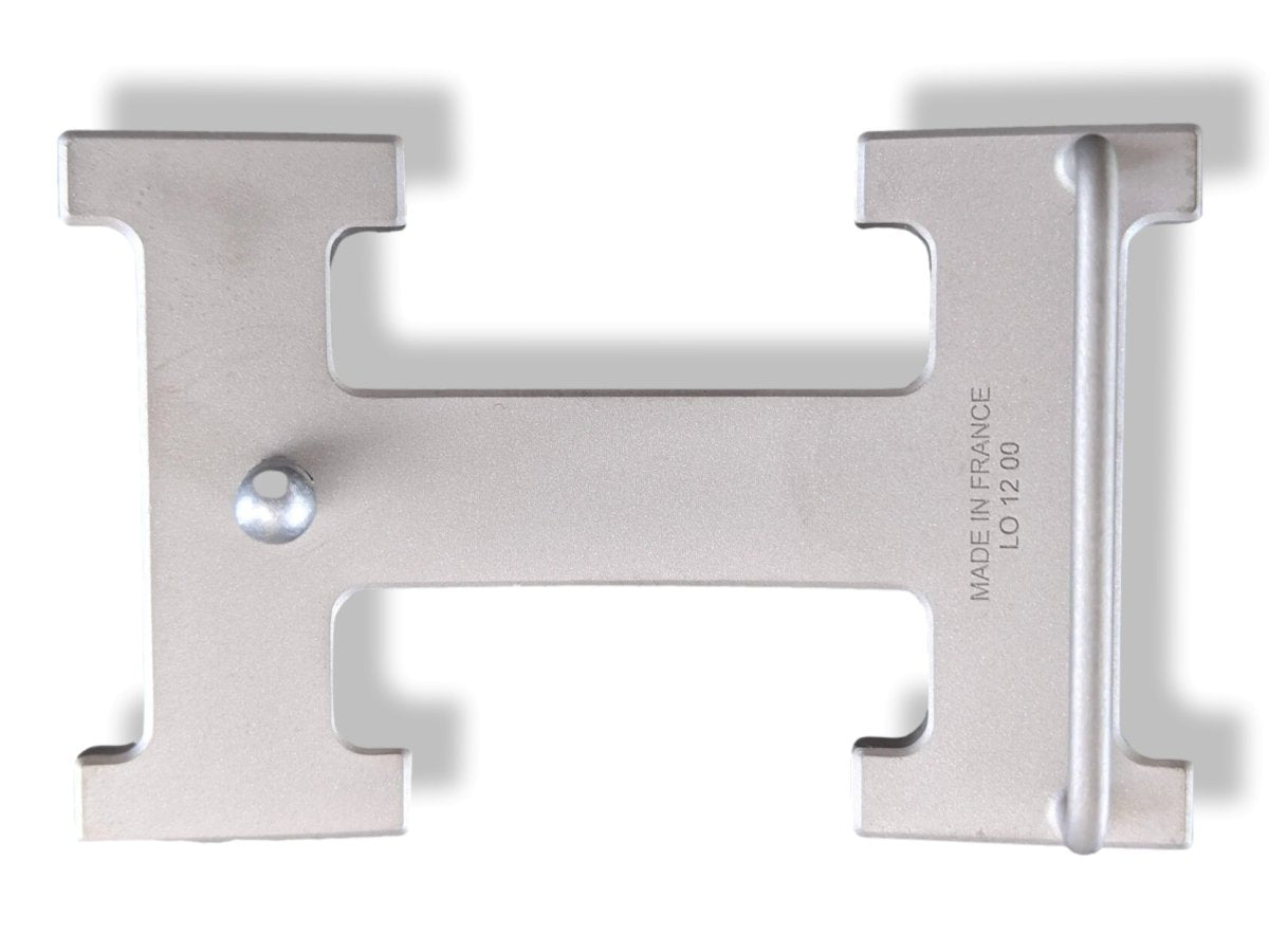 Hermes (3) Matt Silver Buckle of Belt H 32mm, New in Pochette!