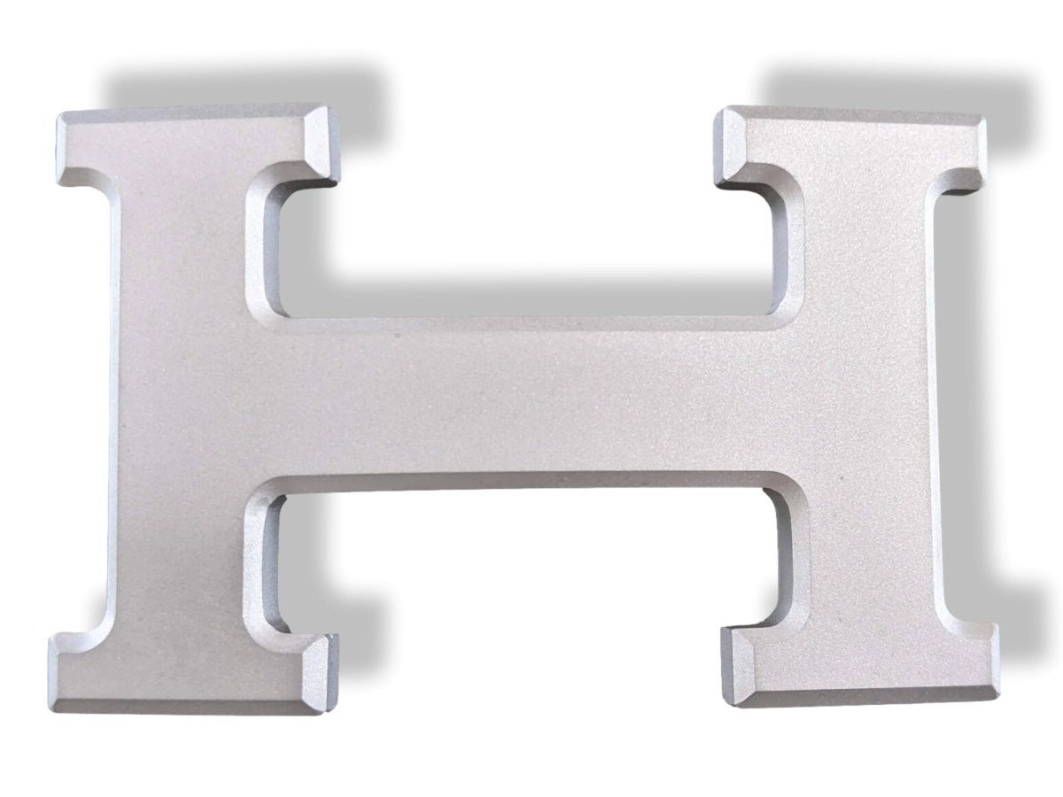 Hermes (3) Matt Silver Buckle of Belt H 32mm, New in Pochette!