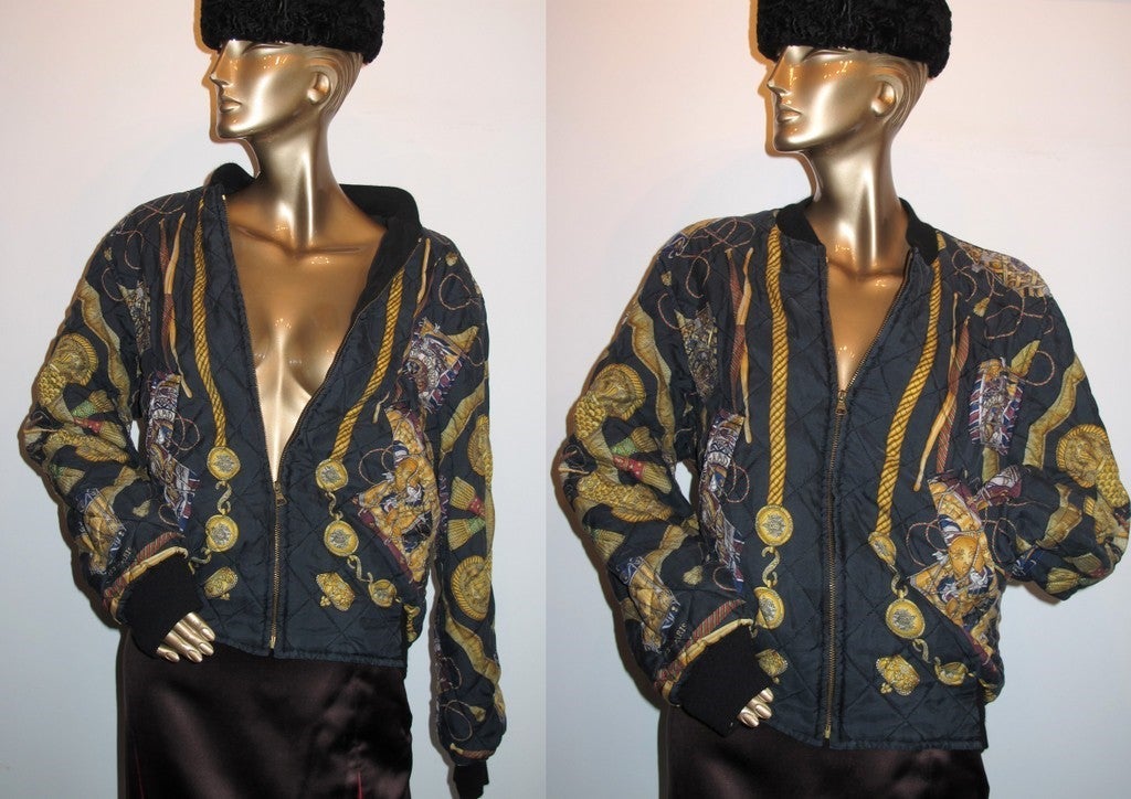 Hermes vintage reversible bomber jacket Les Tambours