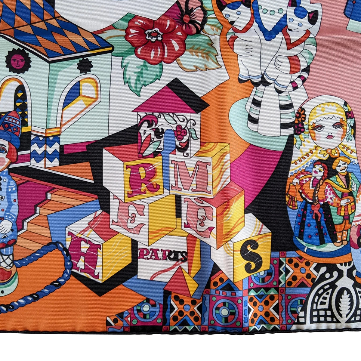 Hermes 2009 Noir/Multi "Zabavushka" by Eugenia Miroshnichenko Twill 90cm