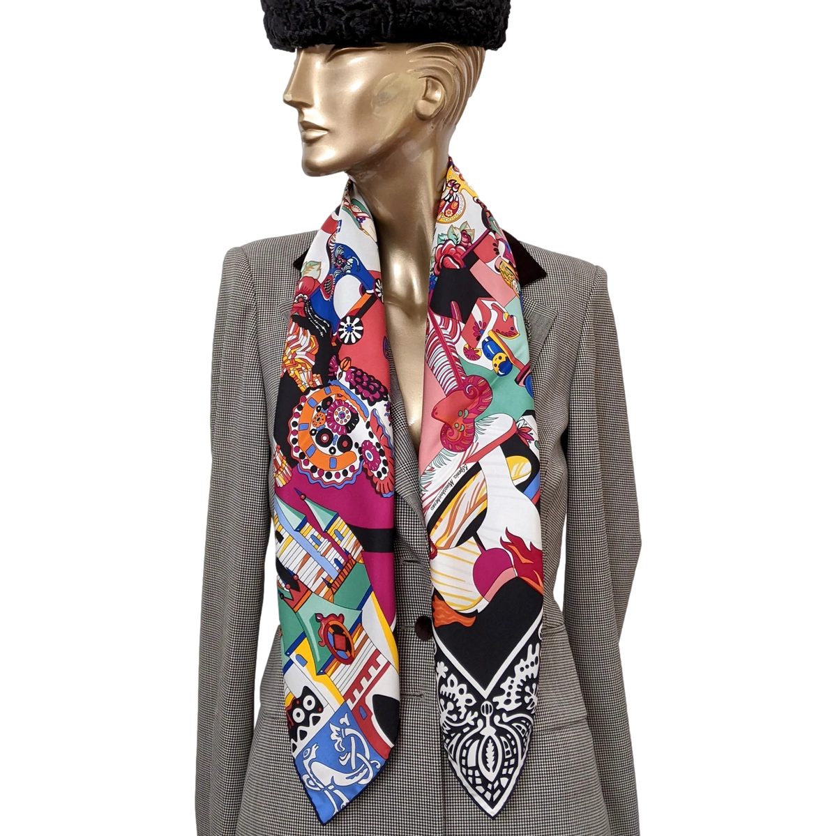 Hermes 2009 Noir/Multi "Zabavushka" by Eugenia Miroshnichenko Twill 90cm